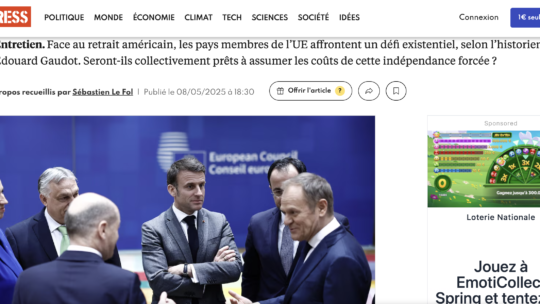 80 ans après la fin de la guerre : “Trump nous rappelle que nous ne sommes pas des Occidentaux, mais des Européens”